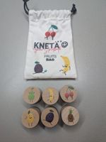Knetä 6 Holzstempel mit Frucht Motiven im Stoffbeutel