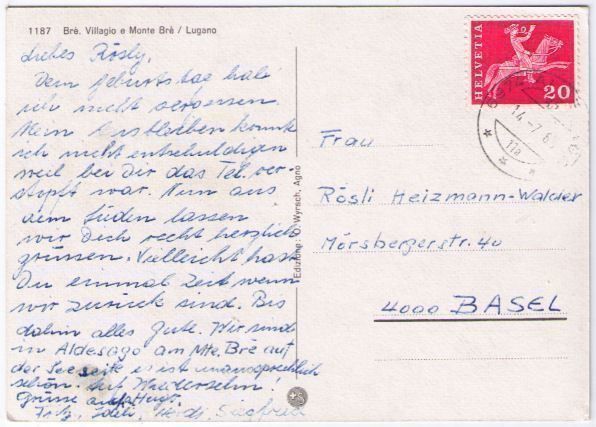 Cartes postales: Bré - Villagio e Monte Bré – D'occasion à Binningen par Mountainrider 1