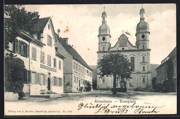 Cartoline postali: Arlesheim, Domplatz mit Sparleihkasse un – Usato da Berlin venduto da bartko-reher