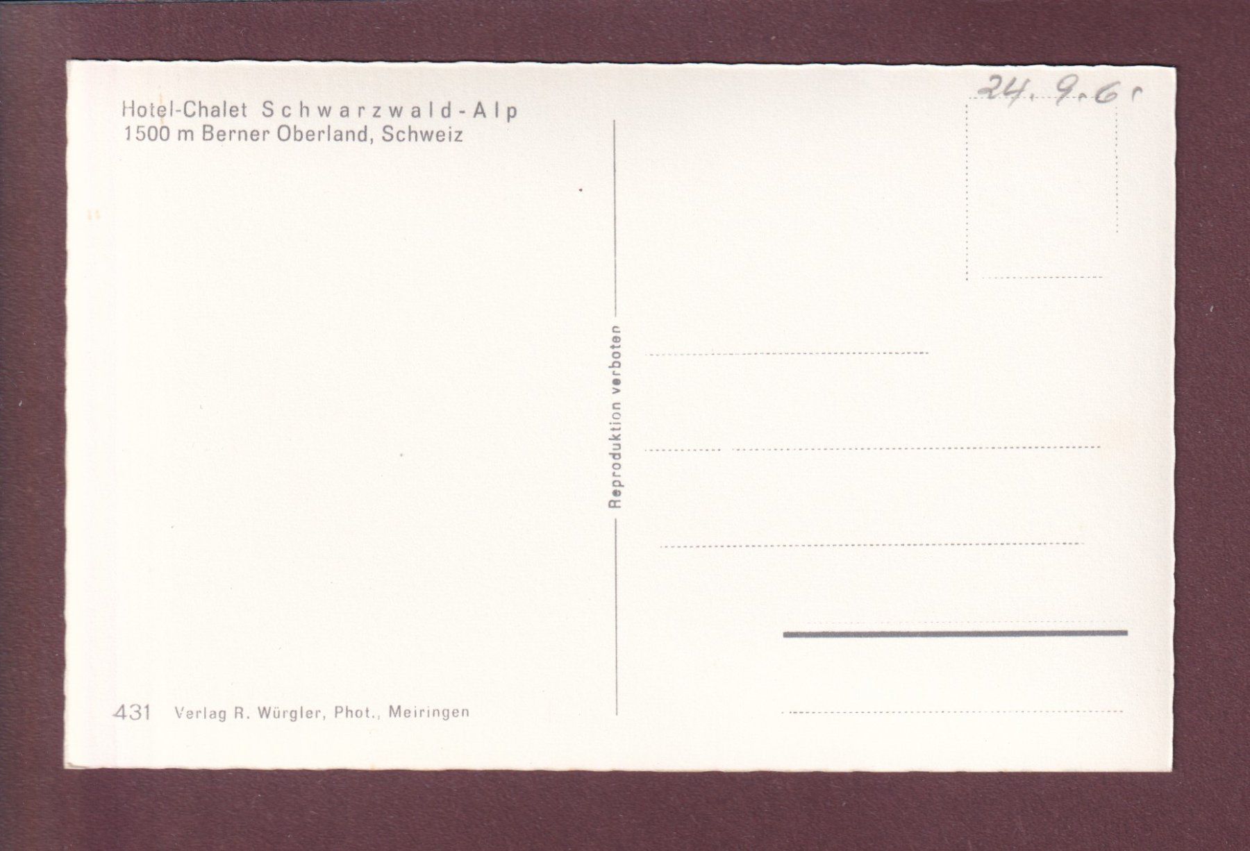 Cartoline postali: SCHWARZWALD-ALP - Wetterhorn – Usato da Pully venduto da nicecards 1