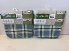 Evada Sitzauflagen Kissen 2er Pk 44x43 cm kariert NEU + OVP