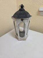Windlicht Holz Metall weiss antik 40 cm guter Zustand