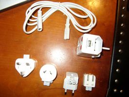 Verschiedene Stromadapter f. viele Länder, USB Outlet, Apple