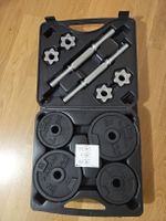 Hantelset 20 kg mit Gusseisenscheibe vollständig mit Koffer