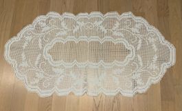 Handmade Oval Crochet Lace Tablecloth Vintage 100x52 cm