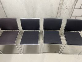 Stapelstühle 4 Stk. Metall Gestell Stoff dunkelgrau 40-60