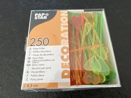 Deco Picker Set in Herzform Neon Farben Party