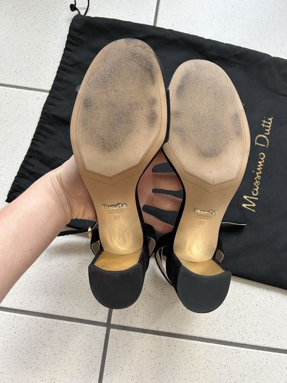 Massimo Dutti elegant mid-heel suede leather sandals 38 3
