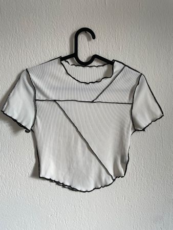 Crop Top, weiss, gerippt - S