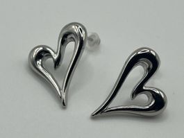 Boucles d'oreilles puces cœurs ajourés Argent 925