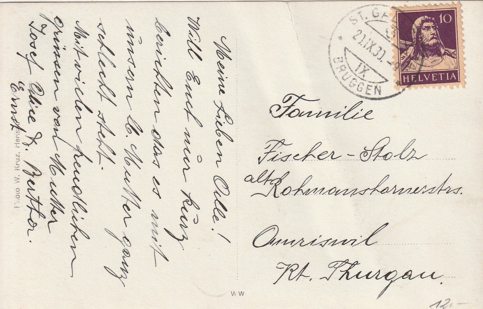 Cartoline postali: Flawil - 1930 – Usato da uttwil venduto da Koehlerfred 1