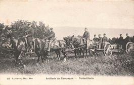 Schweiz Militär Feldartillerie Pferde und Geschütze