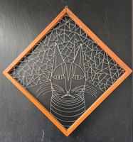 Dekorative Vintage Draht-Katze Wandkunst, Holzrahmen