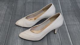 Vintage Leder-Pumps - 37 - Cremeweiss