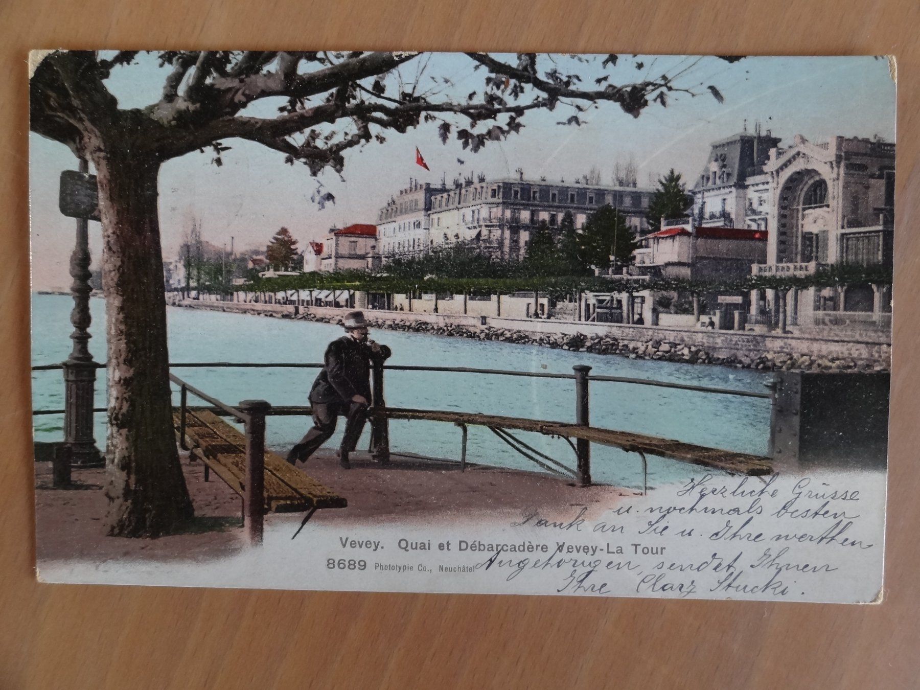 Ansichtskarten: Vevey - Quai et débarcadère - 1906 – Gebraucht aus St Léonard von Riglin