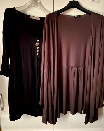 zwei Damen-Jäckchen-schwarz+braun-Gr. M