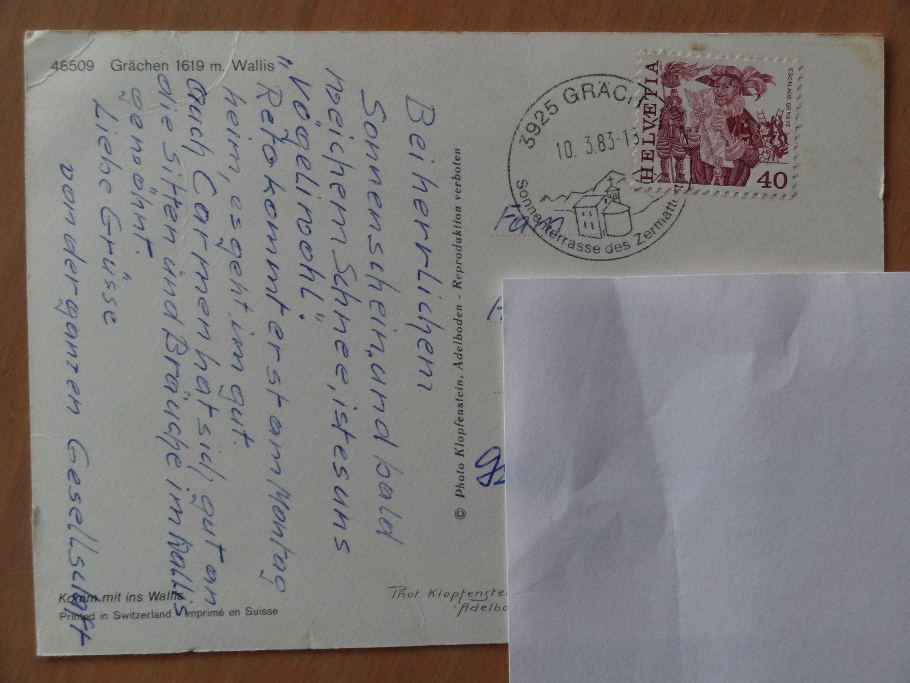 Ansichtskarten: Grächen - Wallis - 1983 – Gebraucht aus St Léonard von Riglin 1