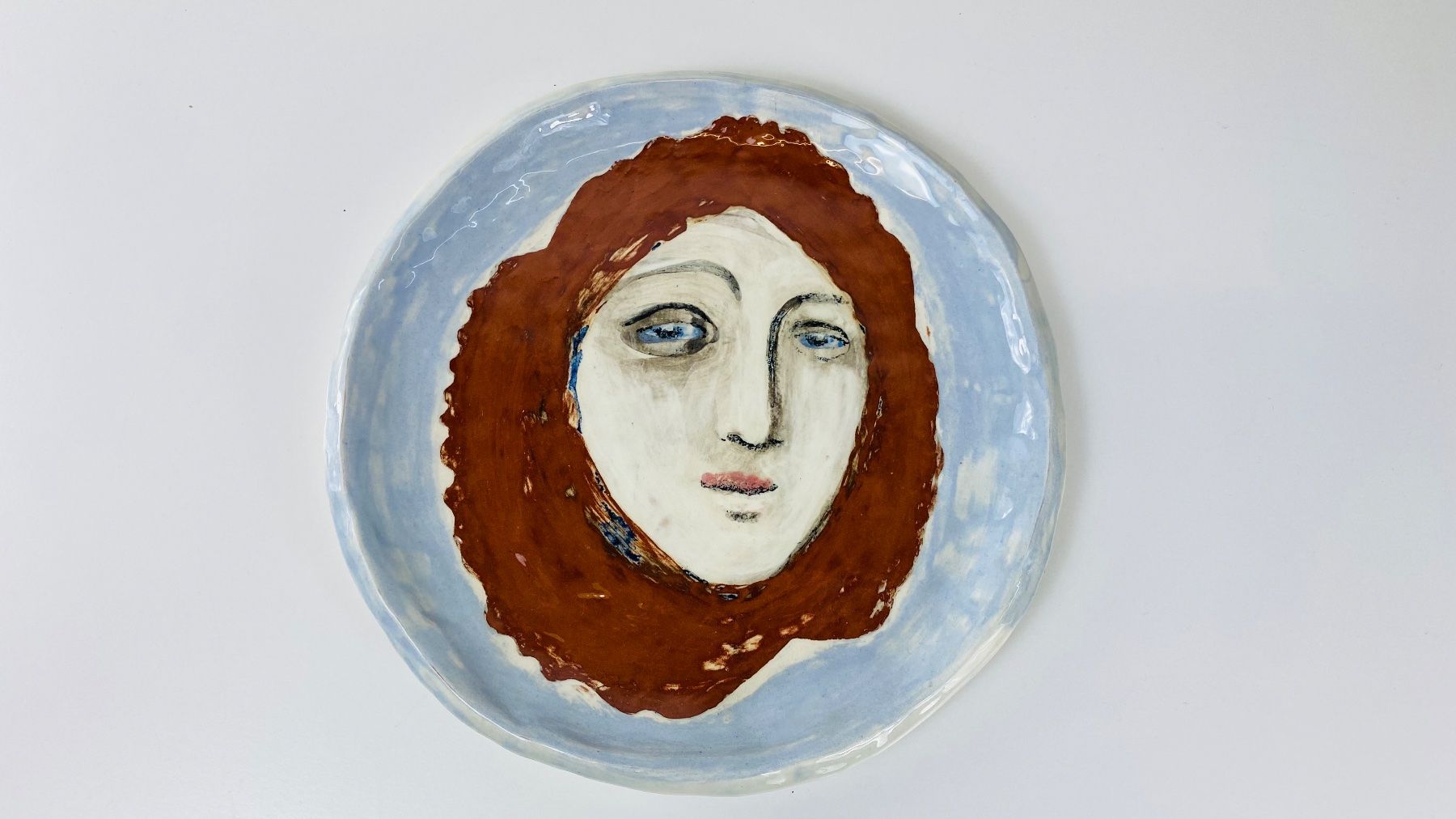 Piatti di portata: Handgemachte Studio Keramik Platte Portraitmalerei 1989 – Usato da Zürich venduto da Arche_Brockenhaus 3