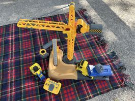Kinder Baustelle Kran + Fahrzeuge mit Fernbedienung