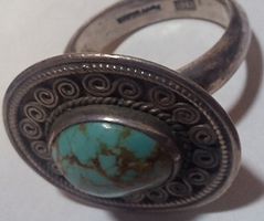 Bague argent turquoise style ethnique  état d'usage 925
