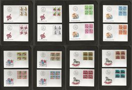 Schweiz Pro Juventute FDC Viererblock Serie 1983 1984 86 88