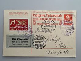 Postkarte Flugpost Comptair Lausanne 1924 CS5