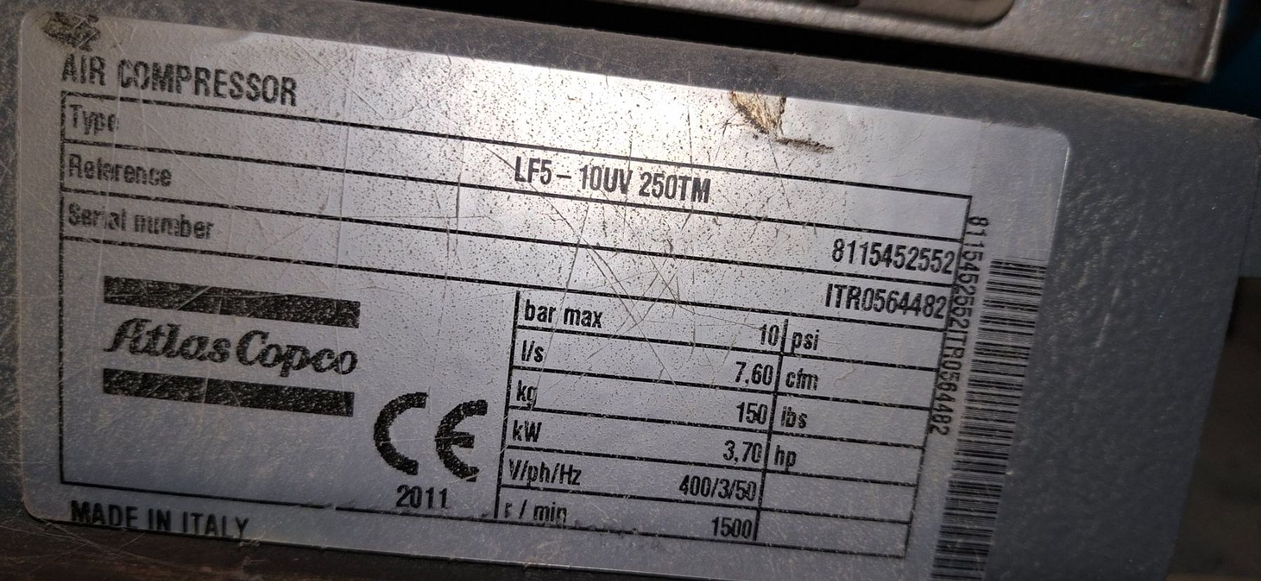 Atlas Copco Compressori: Atlas Copco Kompressor LF 5 – Usato da Domat Ems venduto da Gaar0 5