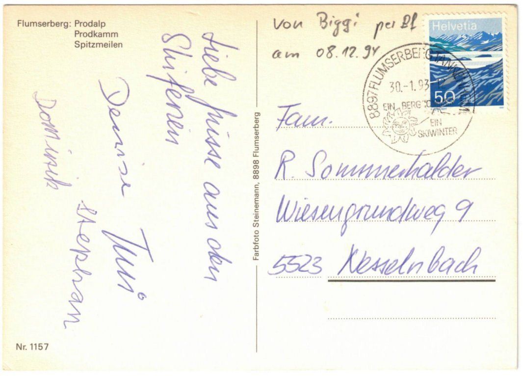 Cartoline postali: Flumserberg - Sessellift Prodkamm – Usato da Binningen venduto da Mountainrider 1