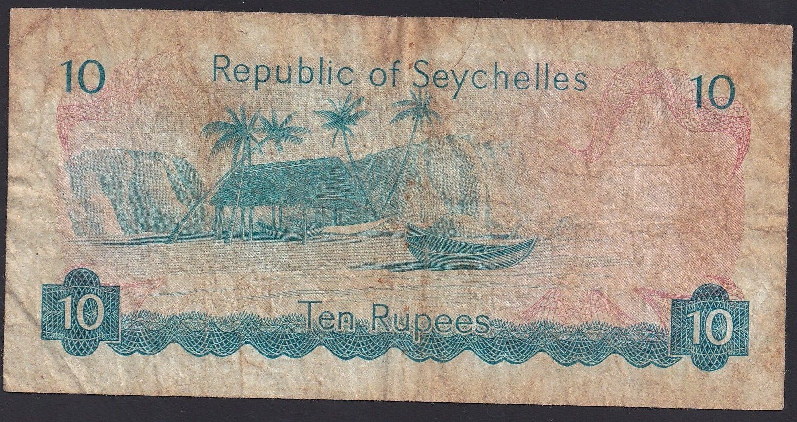 Banknoten: Seychelles 10 Rupees 1976 – Gebraucht aus Brugg AG von banknoten_muesli 1
