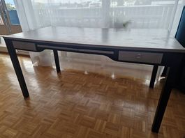 Grand bureau noir et gris avec 2 tiroirs  150 × 75 cm