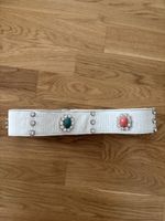 Stylish Women's Belt - White with Rhinestones & Jewels