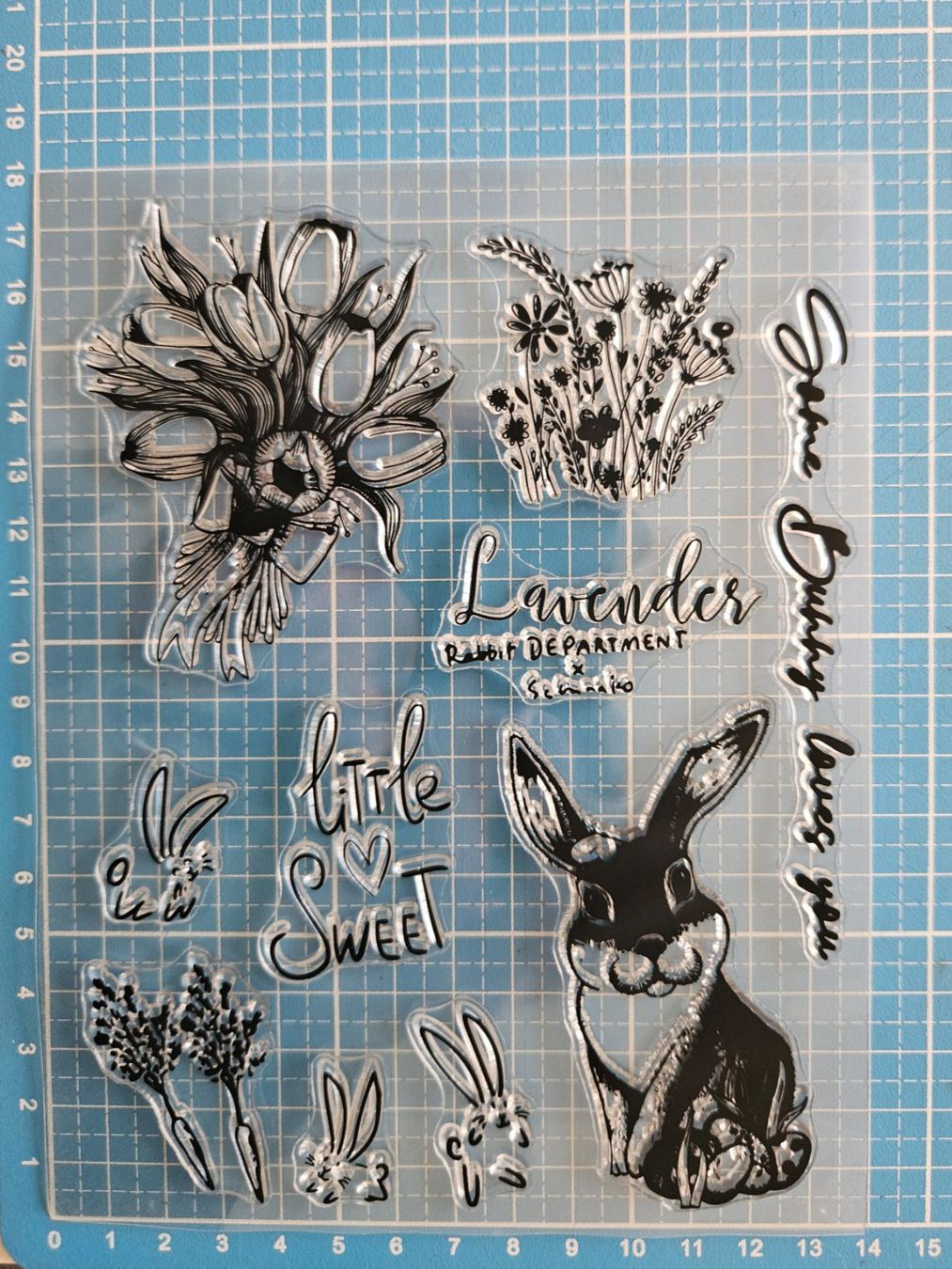 Stempel: Silikonstempel Nr.503, Ostern, Hasen, Blumen – Neu und originalverpackt aus Gretzenbach von Fliegepilz56 1