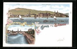 Lithographie Zürich, Alpenquai, Utoquai