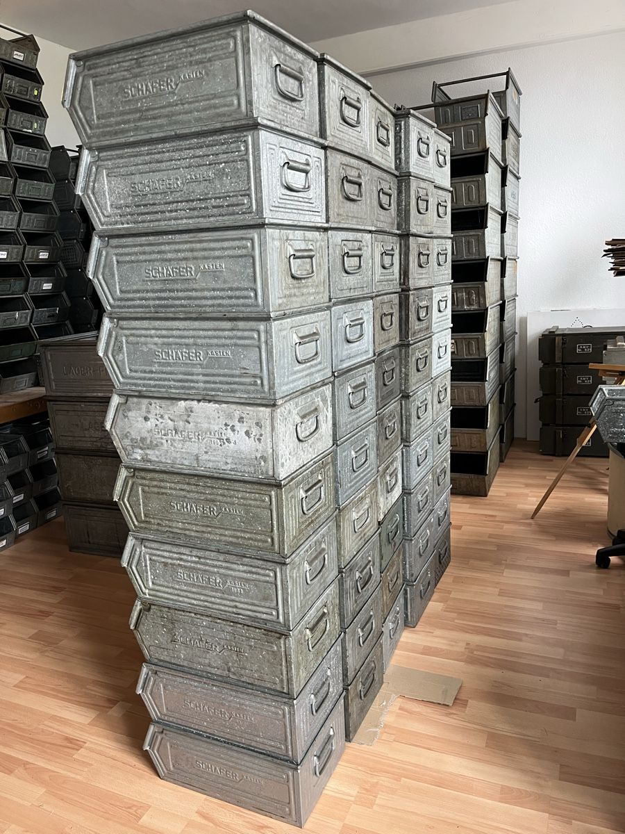 Schäfer Lagerkisten, 50 Stk, Metall, Vintage (Gebraucht) in Lachen SZ für CHF 138 – nur Abholung auf Ricardo kaufen