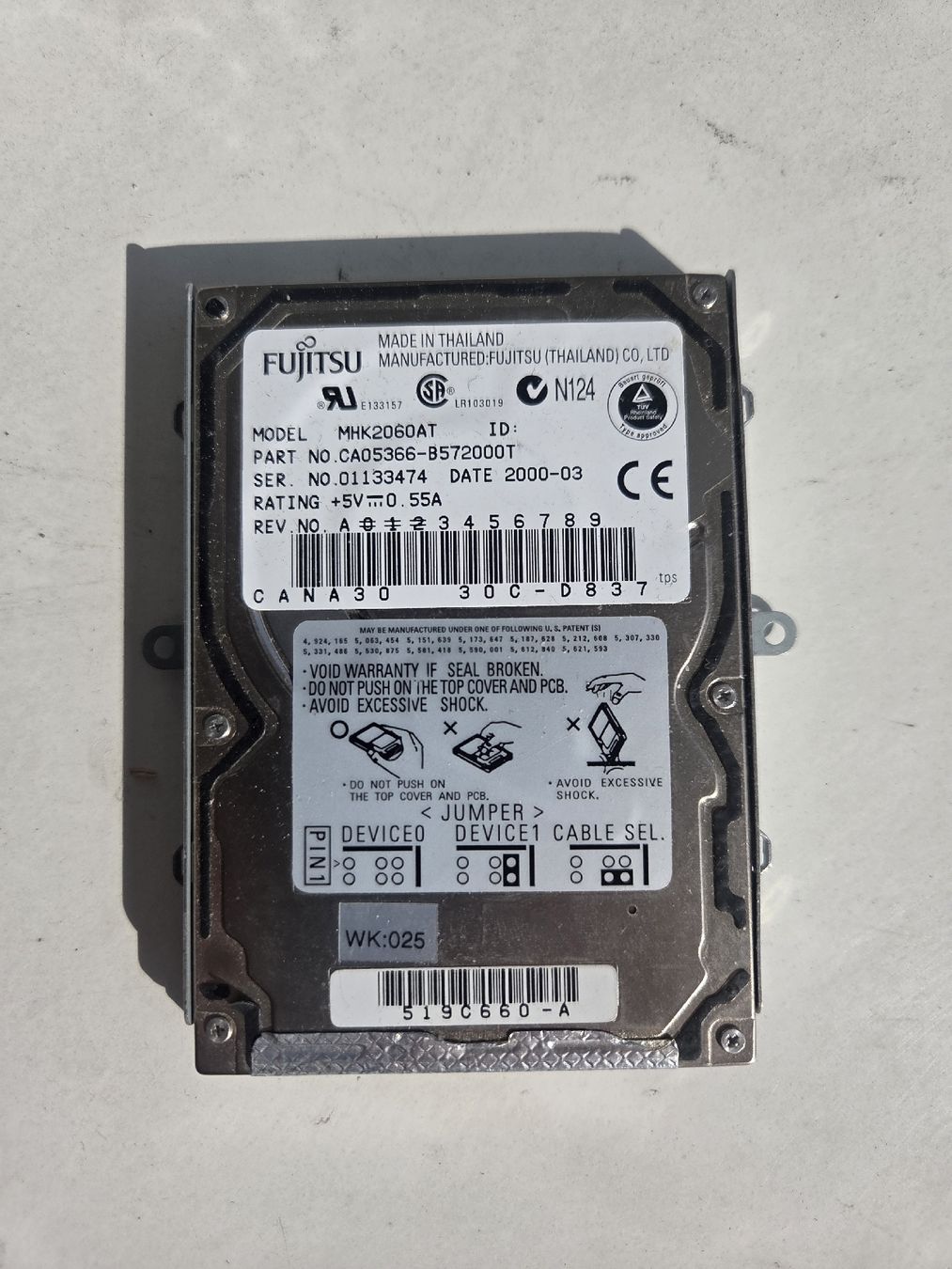 Fujitsu Harddisks: Disque dur Fujistu MHK2060AT – Gebraucht aus Quartino von 123HOBIT