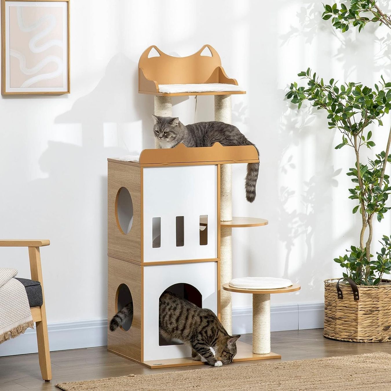 Katzenbaum - Kratzbaum: PawHut Kratzbaum Weiß+Holz – Neu und originalverpackt aus Bottighofen von zaap 1