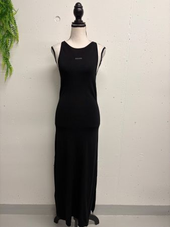 Calvin Kleid Maxikleid S schwarz gerippt toller Rücken