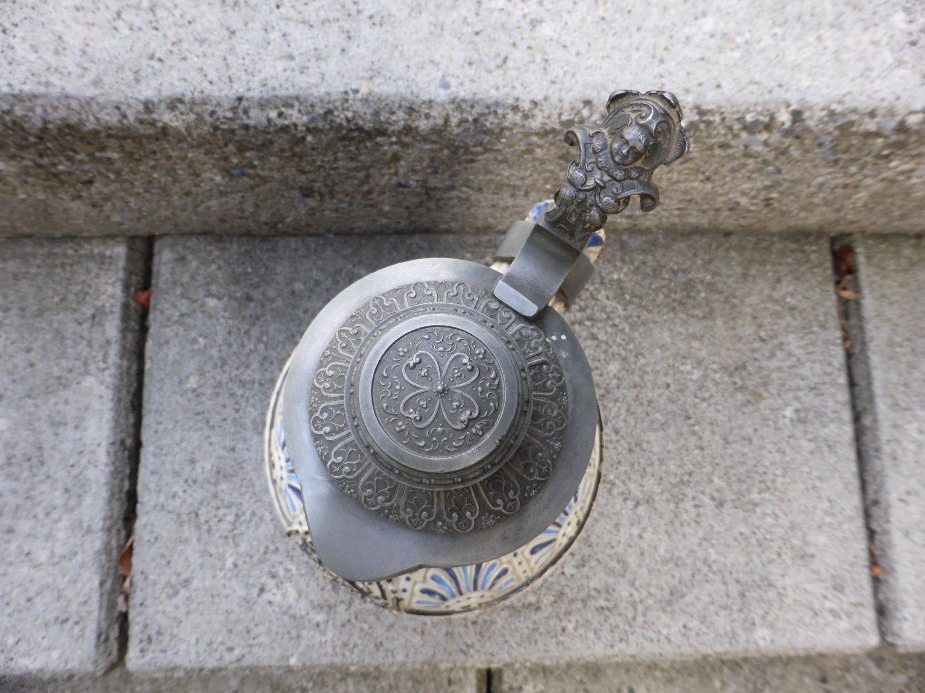 Caraffe: STEINGUT KRUG MIT ZINNDECKEL WESTERWALD BRD - CA 1920 – Usato da Reinach AG venduto da pussi100 5