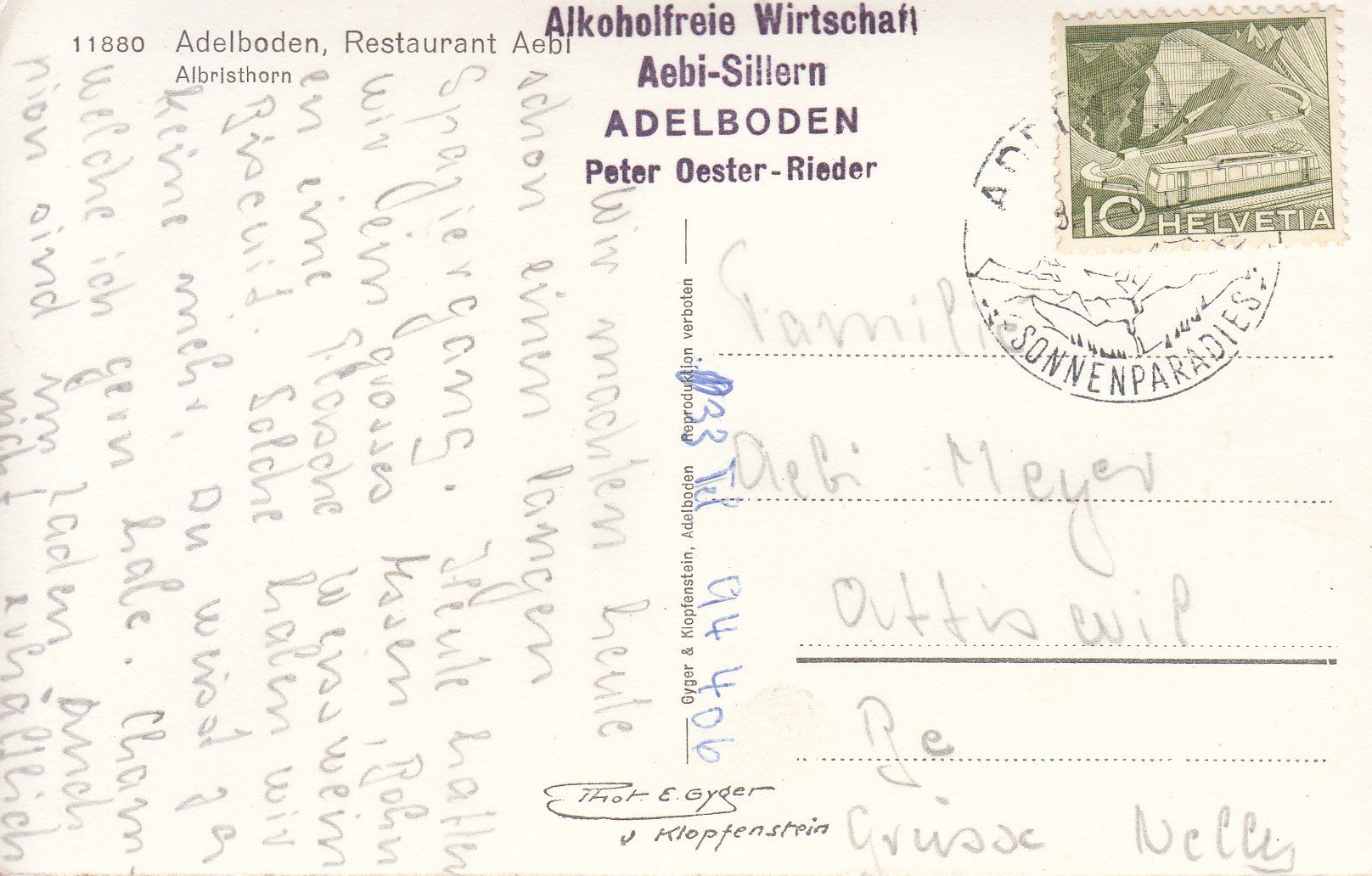 Cartoline postali: Aebi-Sillern 1950 – Usato da Bürglen TG venduto da StampGraf 1