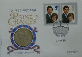 Numisbrief 40. Geburtstag von Prinz Charles Münze