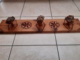 Porte-Manteau en Bois Massif Sculpté - Vintage - 74 cm
