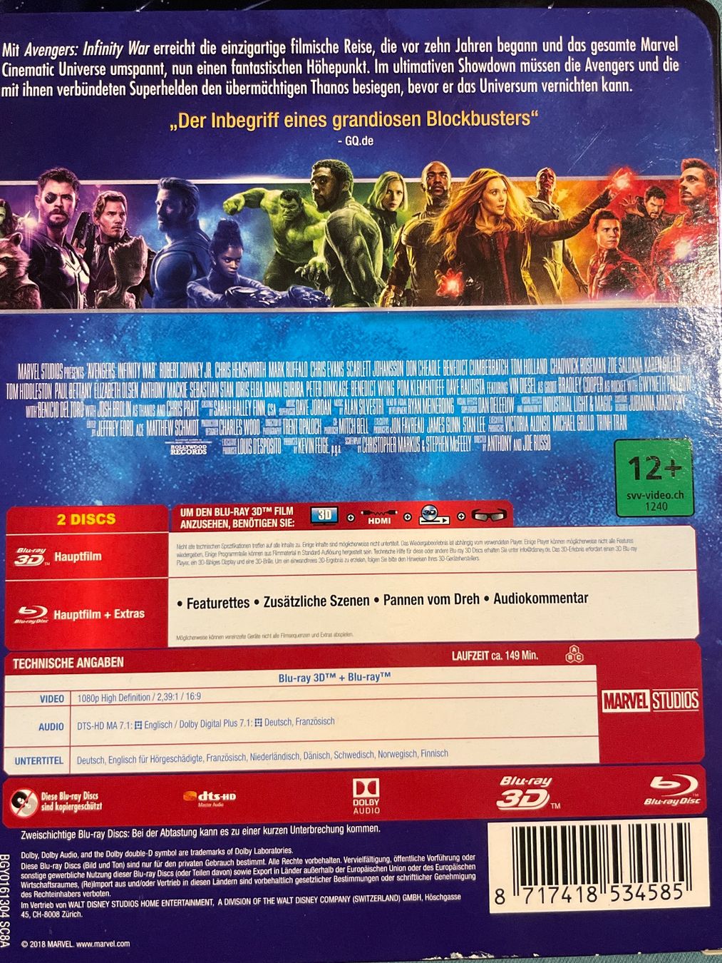 Tutti i DVDs: Avengers : Infinity War  3D  (2018) – Usato da Waldenburg venduto da Gonzo8 1