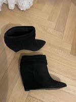 Bottines 38, daim véritable, noir 