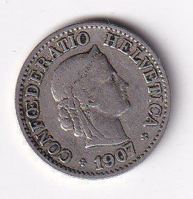 Tutti le monete: 10 Rappen. 1907s-ss – Usato da Neuchâtel venduto da karlpierrino