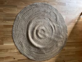 Rund Teppich Jute Naturfaser 120cm