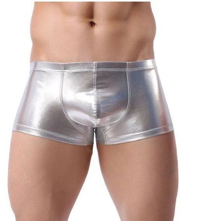 NEUES Erotik wetlook Herren Panty uni silber Gr. M - 221212