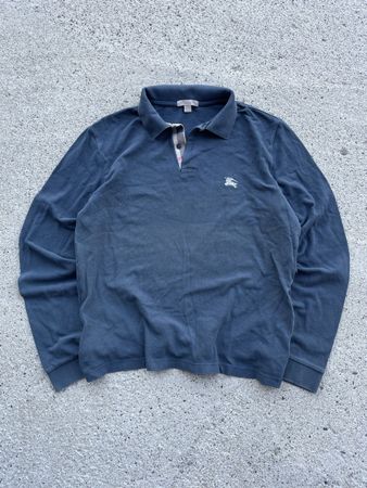 Burberry Polo-Shirt Langarm Grösse M Blau Gut erhalten 👕