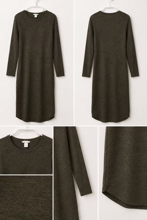 Midikleid, Olivgrün, Grösse XS, leicht tailliert