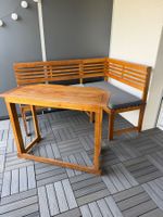 Garten-Lounge Eckbank mit Tisch & Kissen aus Holz