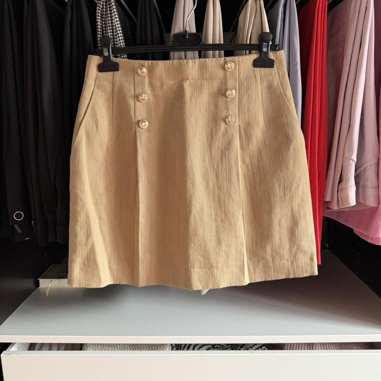 Sandro Gonne: Sandro Paris Minirock aus Leinen  Beige – Usato da Emmen venduto da mak31